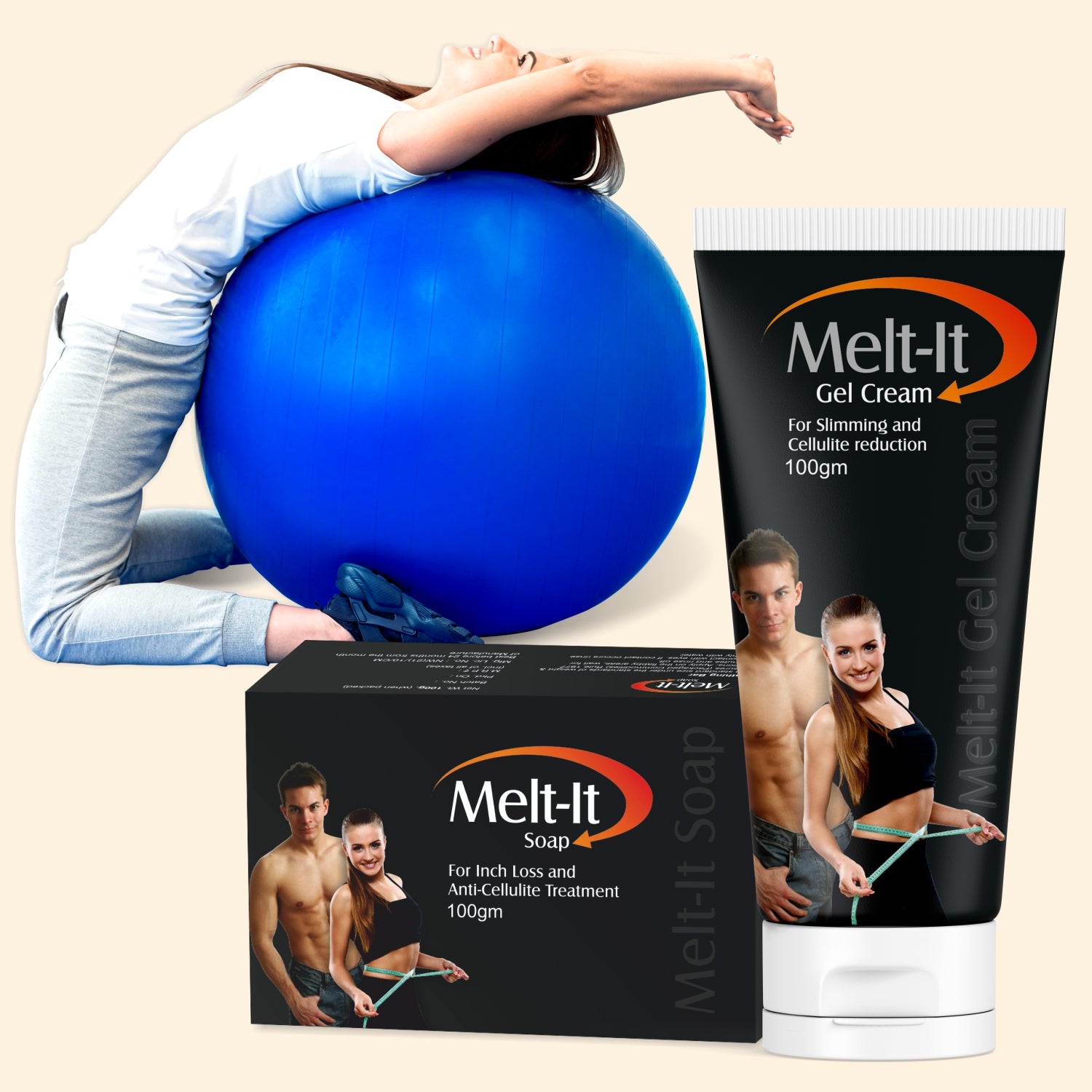 shoprythmindia Meltit Combo Melt-it Cream and Melt-it Soap with Gym Ball